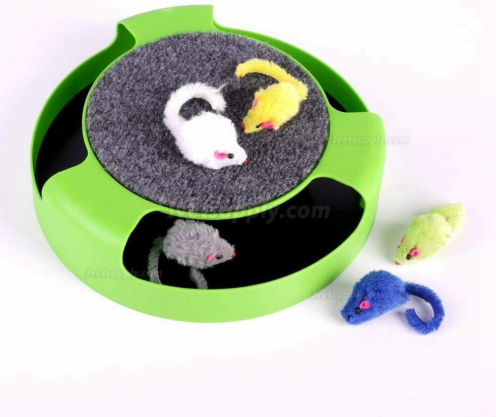 Interactive Cat Toys Mouse Catch Kitten Toy 4x Extra Running Mice Scratching Pad